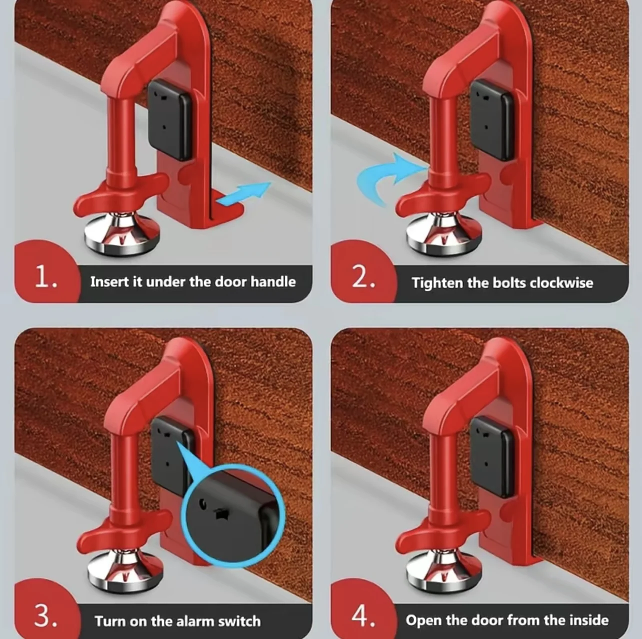 قفل باب محمول من سبائك معدنية  - مراجعة Door Stop Alarm وسعره